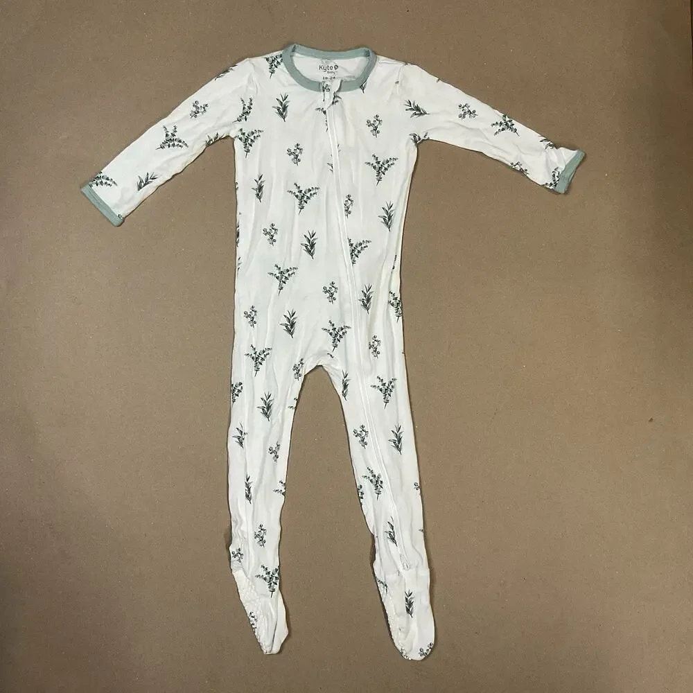 Kyte Baby Eucalyptus Bamboo Footie Pajamas 18-24 Months gender Neutral Minimal